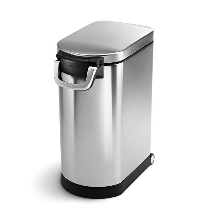 Контейнер для кормів для тварин simplehuman 30 л, великий, з матової нержавіючої сталі, стійкий до відбитків пальців