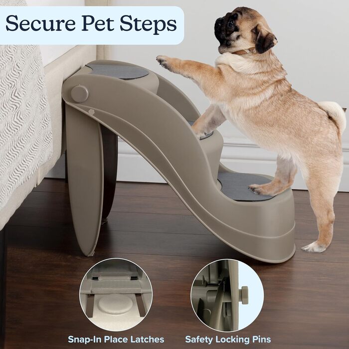 Сходи для собак і котів Petmaker, 3-ступеневі, міцні, з фіксаторами, для дому та авто, колір бежевий