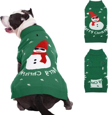 Святий Вечірній Пуловер для Собак IDOMIK: Сніговик та Собака, з Отвором для Поводка, Рожевий (X-Large, Зелений)