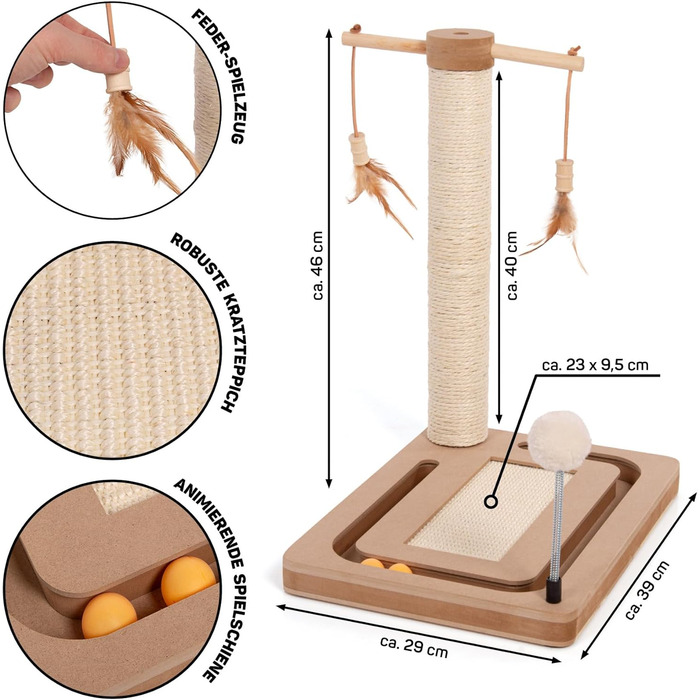 Котячий стовпчик для котів Lilly - інтерактивна іграшка для самостійних занять | 78 см | 33 x 33 x 80 см