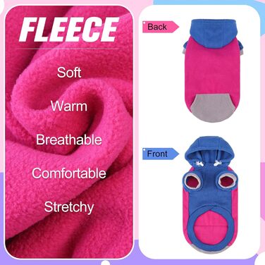 Теплий плед-жилет для собак BeautyZoo: флісова жилетка, зимова куртка, для малих, дрібних порід, цуценят, середніх порід, з кільцем для повідка, вітростійкий, теплий, класичний буфало-карто (рожевий, L)