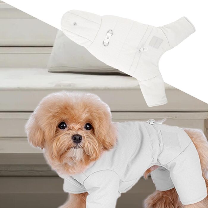 Зимова куртка для собак, тепла флісова куртка для маленьких собак, тепла зимова одіяння для тварин (білий, S)
