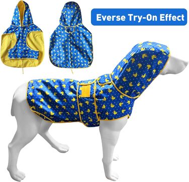 Водонепроникний дощовик для собак - двосторонній, з капюшоном та світловідбивачами (XL, жовтий)