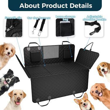 Водонепроникний захист для заднього сидіння авто: килимок для собак з жорсткою основою, захистом від подряпин та оглядовим вікном