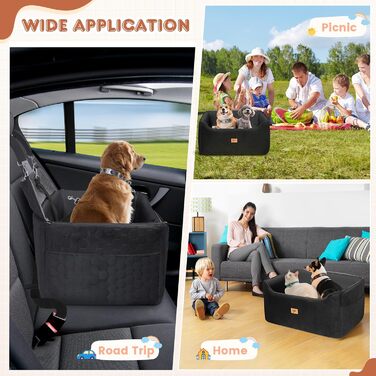 Автомобільний лежак для собак середніх та великих порід 78x55x53 см, знімний, миючий, з поводом, водонепроникний чохол, для великих собак