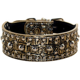 Стильний шкіряний нашийник для собак Haoyueer з нітиками, розмір M, L, колір золотисто-коричневий