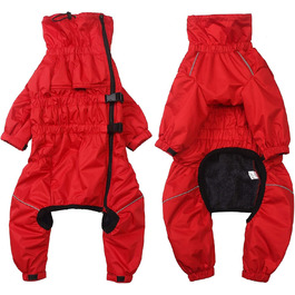 Зимовий комбінезон для собак з ніжкою, водонепроникний, з флісовою підкладкою, вітростійкий, світловідбиваючий, для маленьких та середніх собак, червоний, XL