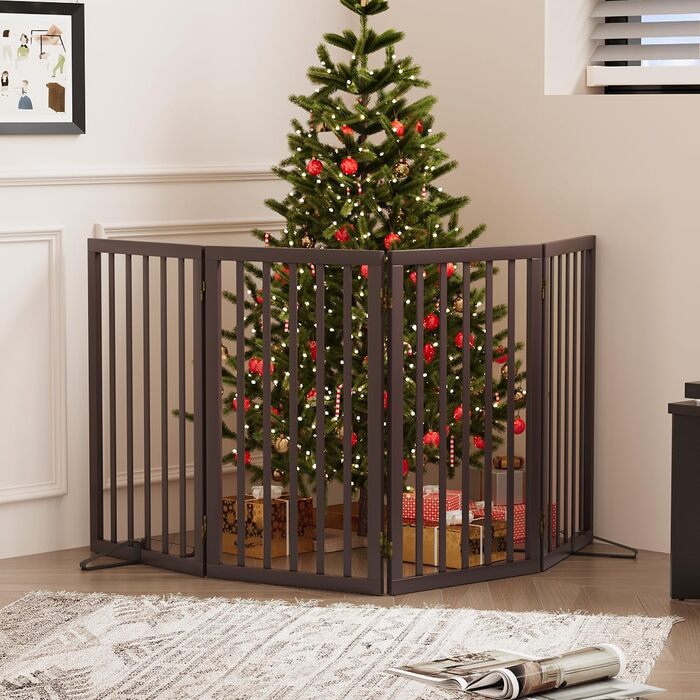 Захисне ґратка для собак з бамбука, перегородка для кімнати, 3 панелі, ширина 55