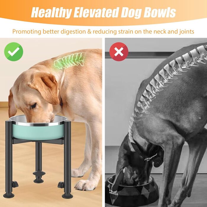 Підвищений годівниця для собак з регульованою висотою та шириною, металева миска для води/корму, підставка для собак великих, середніх та маленьких порід (миска не входить до комплекту)
