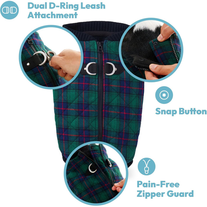 Жилет для собак Gooby Modische, степеневий, з еластичною зоною грудей, ромбовий візерунок, червоний у клітинку (L, M)