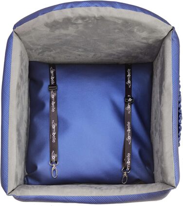 Автокрісло для собак 2в1 | Універсальне миюче автокрісло для заднього та переднього сидіння | Лежанка для собак та котів | Штучна шкіра, пухнастий плюш | 48 x 48 см (Блакитний)