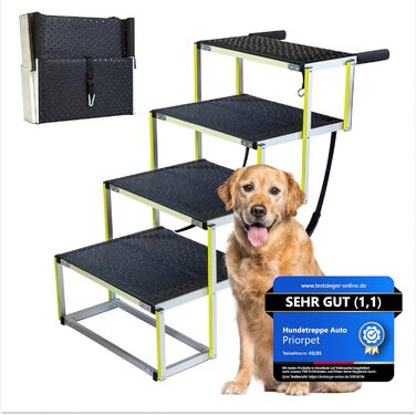 Сходинки для собак у машину – складні, широкі, для великих собак, 4 сходинки, до 105 кг, світяться в темряві, захист суглобів