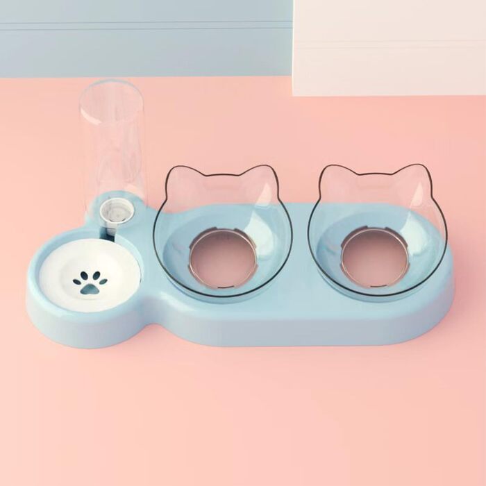 Автоматичний поїльник для котів та собак | Набір мисок з водопоїнням | Безпечний, знімний, BPA-Free (Блакитний)