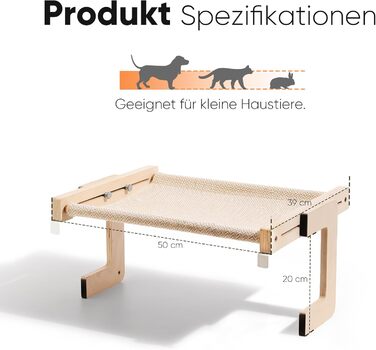 Підвісна лежанка для котів FUKUMARU, лежанка на підвіконник та підлогу, для великих котів, міцна конструкція з дерева та металу, трансформована лежанка, легка у збиранні, бежева
