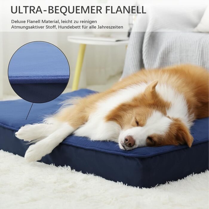 Ортопедичне ліжко для собак великих порід, водонепроникний знімний чохол, неслизьке, миється, блакитне, 105x70x10 см