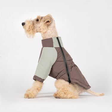 Зимовий теплий куртка для собак, розмір M, коричневий. Водонепроникний, регульований, світловідбиваючий. Для прогулянок на вулиці.