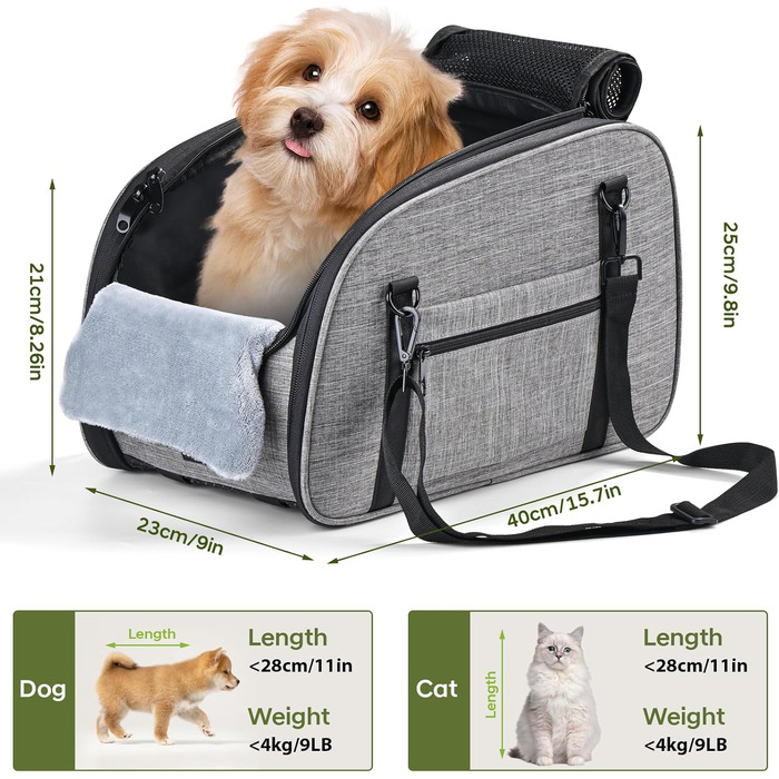 Автокрісло для собак Petzauber – зручне та безпечне автокрісло для маленьких та середніх собак, сірого кольору