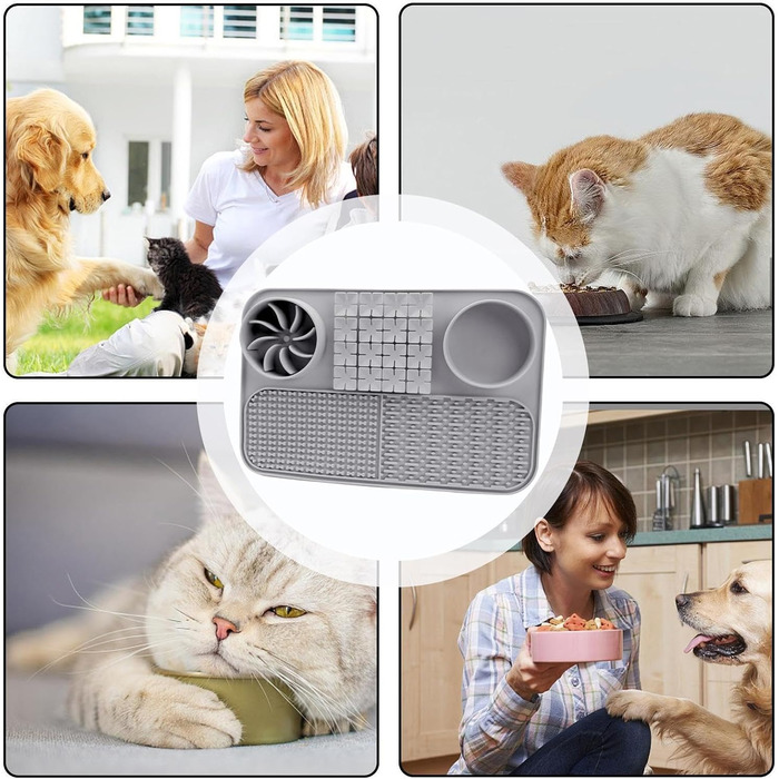 Килимок для лизання собак, коврик для іграшок, сірий | 38.5 x 15 x 2.5 см