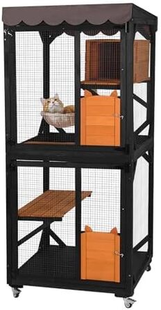 Кітче (Catio) для котів X-ZONE: вулиця, будинок, ліжко, дряпка, 80x80x182.5 см (сірий)