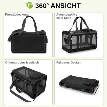 Транспортна сумка для котів та маленьких собак ALLSOPETS (до 9 кг), чорна