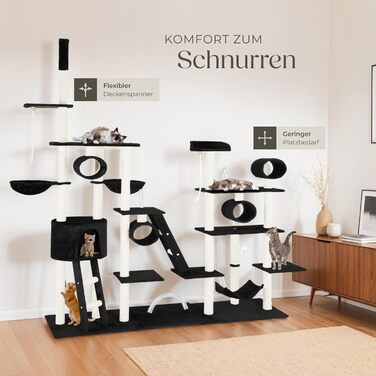 Драбина-кіготь Tectake Snooky | Ігровий центр для котів з багатоярусною драбиною та оглядовими платформами (сірий, чорний)