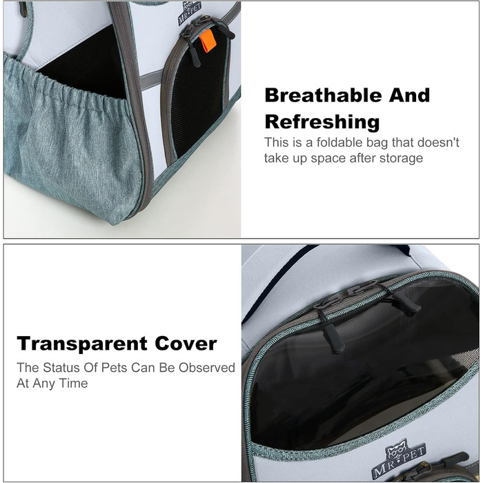 Рюкзак для собак та котів PETCUTE - дихаючий, з безпековою лінійкою та знімною підстилкою (до 8 кг, блакитний)