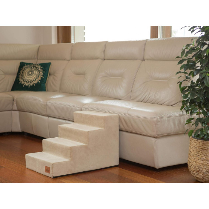 Драбинка для собак і котів Savoy, 4 сходинки, 60x40x40 см, антиковзка, бежева