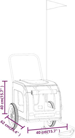 Причіп для собак VidaXL, 45 кг, Оксфордська тканина, з прапорцем та відбивачами (Оранжевий, 125 x 53 x 54 см)