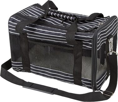 Транспортна сумка для тварин Kerbl Cuba, чорно-біла, 40x26x28 см, поліестер, для собак та котів, знімний чохол, сітчасті вставки