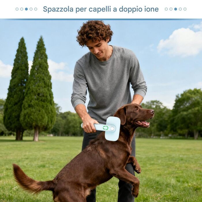 Іонна щітка для тварин: самоочищуючий гребінь з ABS та нержавіючої сталі | антистатичний інструмент для догляду з подвійним іонним генератором, 19 x 12 см | ідеально для собак та котів
