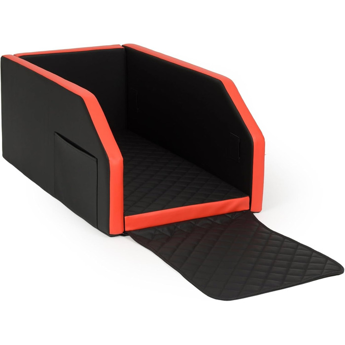 Автоматичне ліжко для собак у авто, 55x100 см, чорно-червоне (Velinda)