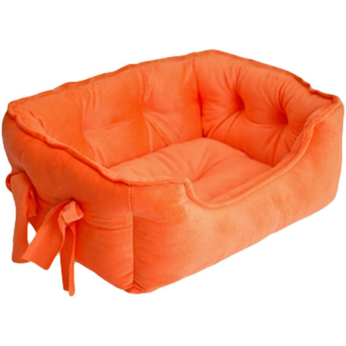 М'яке ліжко для собак M&Catree з подушкою, антиковзаюча, кошик для собак, можна прати, плюшеве, для маленьких та середніх собак - L (38 x 48 x 18 см, помаранчевий)