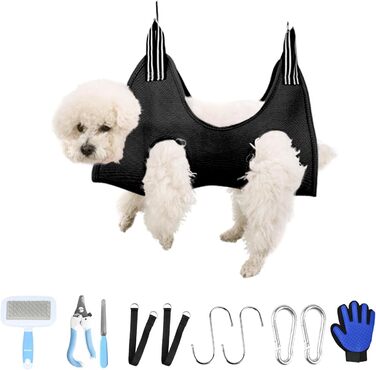 Набір для догляду за тваринами: гамак, триммер для нігтів, нашийник для грумінгу, фіксатор, петля для грумінгу, дихаюча сумка, помічник для малих тварин, чорний інструмент для догляду за кігтями