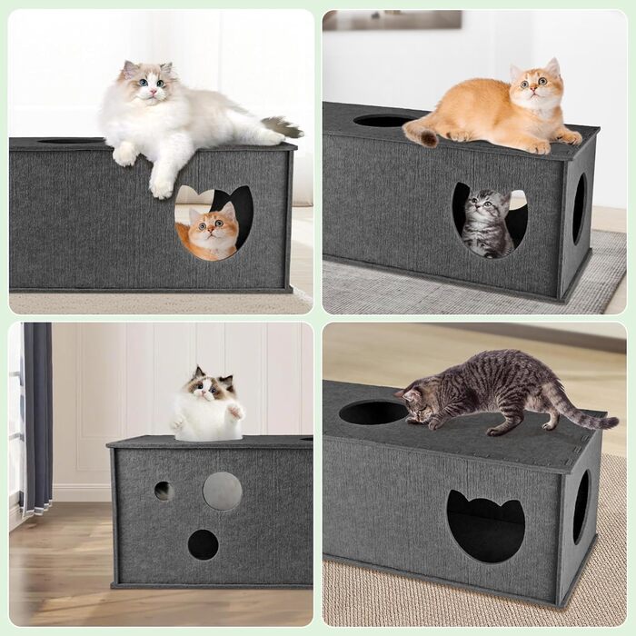 Тунель для котів Homegroove L-подібний, великий, з фільцу, інтерактивний, DIY, сірий