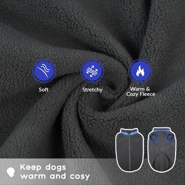 Пуловер для собак великих порід, тепла куртка з флісу, зимовий костюм для дому та вулиці (сірий, 2XL) XXL сірий