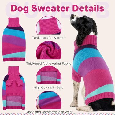 Теплий пуловер для собак великих порід, рожевий, XXXXL, для німецької доги, святковий, з високим коміром