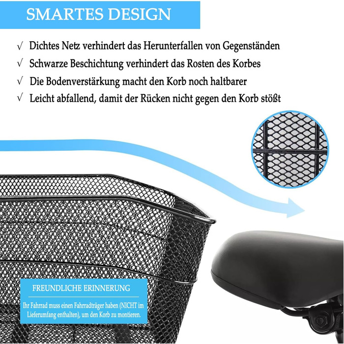 Металевий задній кошик для велосипеда, великий, стабільний, з аксесуарами для монтажу. Підходить для собак, покупок, пікніків, шкільних рюкзаків. Модель L2