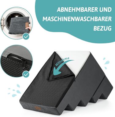 Сходинка для собак COZY KISS, для маленьких собак і котів, з нековзким покриттям, з щільного піноматеріалу, для ліжка, дивану, авто (Чорний & Білий, 7x0x60cm)