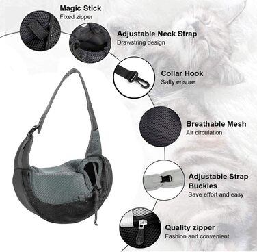 Тканинна переноска для собак та котів, S (0-2кг), чорна