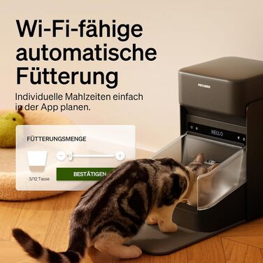 Автоматична годівничка для котів PETLIBRO з RFID-сенсором та Wi-Fi, розумний годувальник з керуванням через додаток, 3 л, чорний