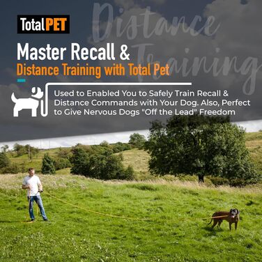 Довгий водонепроникний повідок для собак Total Pet, 15 м, для дресирування, відпрацювання команди «до мене» та слухняності, підходить для собак всіх розмірів
