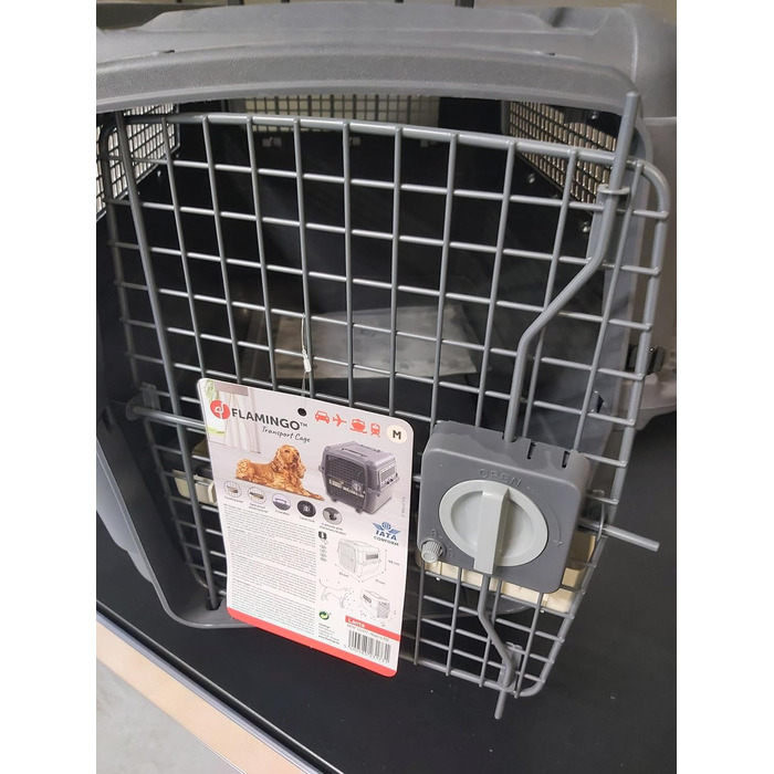 Клітка-переноска для собак Flamingo Lanta – темно-сіра, розмір L (56 × 80 × 59,5 см) | Безпечна, практична та комфортна переноска для вашого собаки