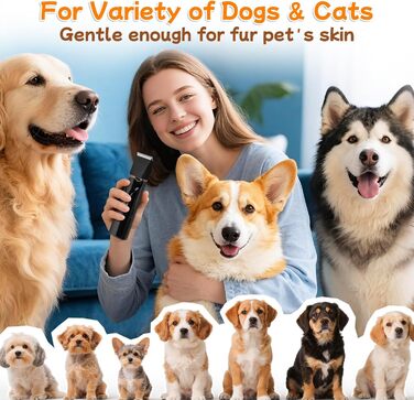 Набір для стрижки собак 4 в 1 Ninonly: тиха, акумуляторна машинка для собак та котів з 4 насадками для тіла, лап, очей та вух. Тример для лап. Чорний колір