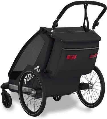 Фуктек Причіп для велосипеда Sportfux на 2 місця, з кишенькою, світловідбивачами, ручкою, захистом від дощу та сонця, складний, фіолетовий FX-FA1 (чорний)