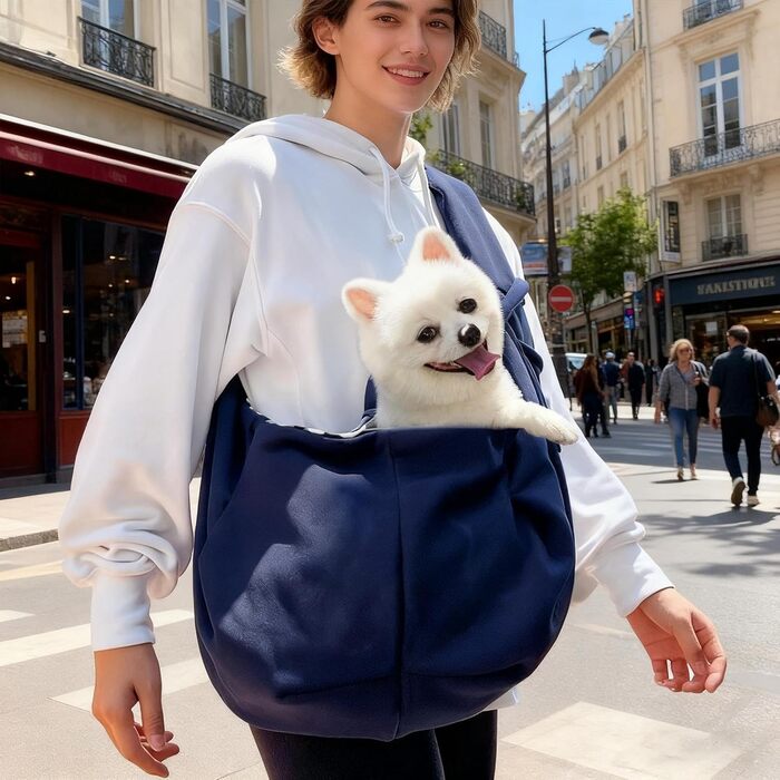 Транспортувальна сумка-слінг для собак та котів, блакитна | Зручна переноска для маленьких тварин на прогулянку та подорожі