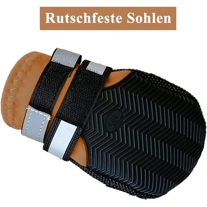 Чоботи для собак REESTBOO: захист лап, 4 шт., водонепроникні, антиковзні, з відбиваючим ремінцем, на липучці, для великих собак, (S, Коричневий)