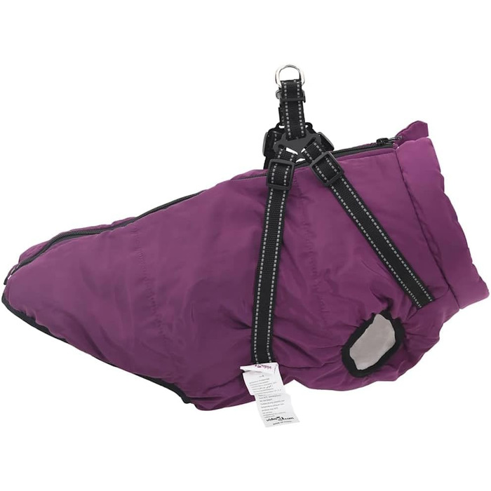 Водонепроникний теплий дощовик для собак з шлейкою, тепла куртка для собак, дощовик для цуценят з шлейкою (L68, фіолетовий)