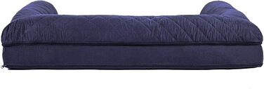 Ліжко для собак та котів FurHaven Quilted Sofa - Стильне ліжко з охолоджуючим гелем, велике (X-Large), колір: темно-синій, розмір: 102 x 81 x 20 см