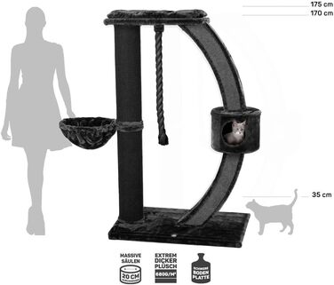 Кігтеточка для котів Granville XXL - велика, сіра, 157x60x170 см, для великих порід (Mainecoon)