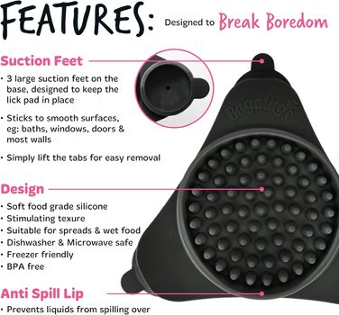 Licky Mats від Bugalugs для собак та котів: килимок для годування, зменшує стрес, 2 шт. + шпатель + щітка